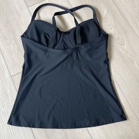 Athleta Womens Swimwear Twist Up Tankini 34 B/C Black Minimalist Beach - Picture 5 of 10
